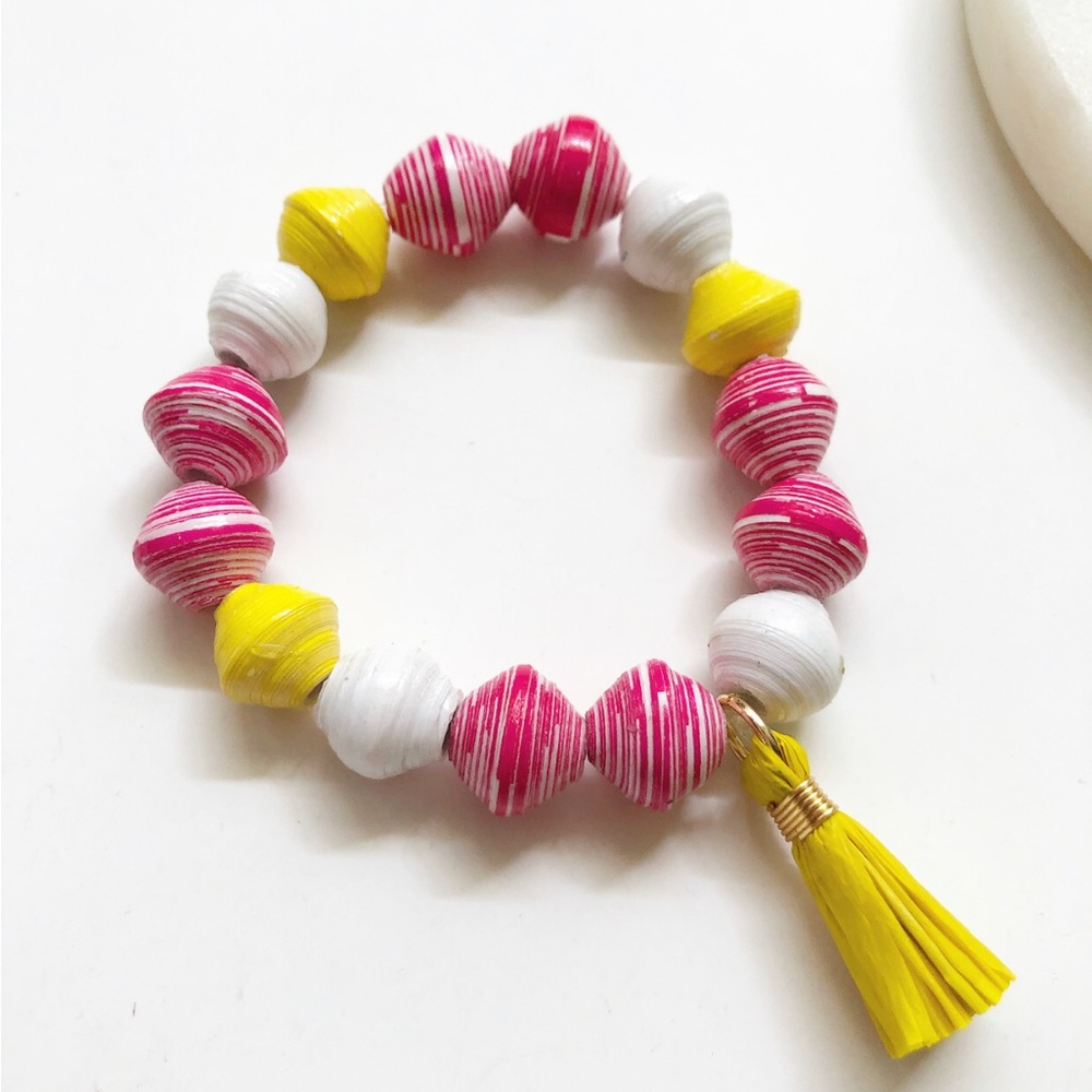 Strawberry Lemonade Beaded Bracelet
